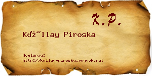 Kállay Piroska névjegykártya