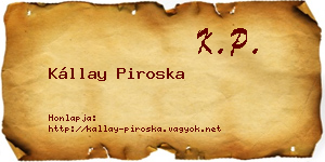 Kállay Piroska névjegykártya